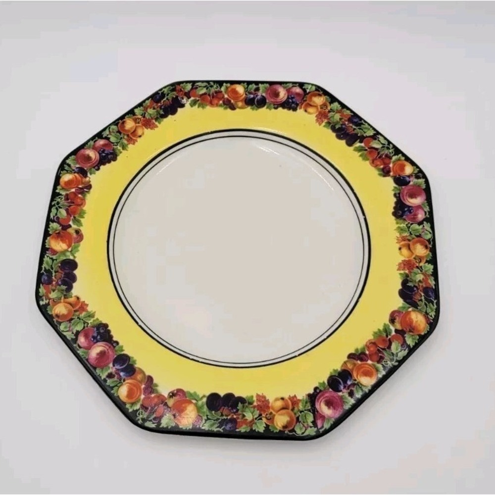 Vintage Empire Ware Empire Works England Plate Fruit Design Yellow‎ AS-IS